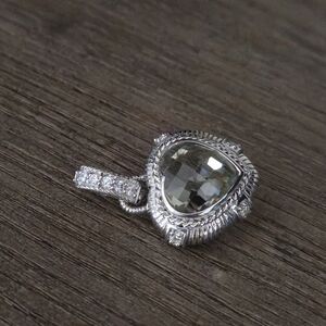 Judith Ripka Sterling Silver 925 Heart Prasiolite Pendant Enhancer Designer NWOT